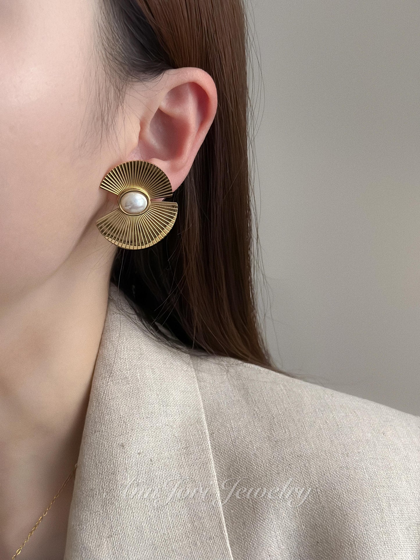 Geometric Abstract Pearl Statement Earrings