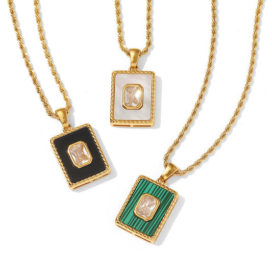 ANNA 18K Gold & Stone Rectangle Pendant Necklace